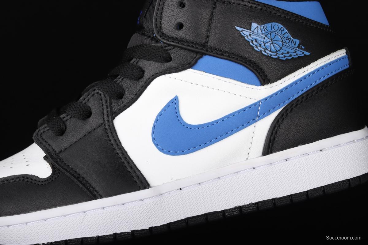 Air Jordan 1 Mid black, white and blue panda cultural basketball shoes 554725-140