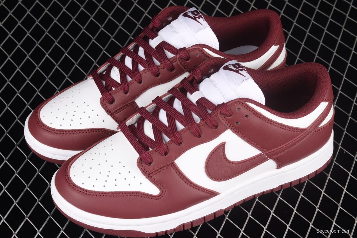 NIKE SB DUNK Low Prm wine red and white color SB buckle rebound fashion leisure board shoes DD1503-108