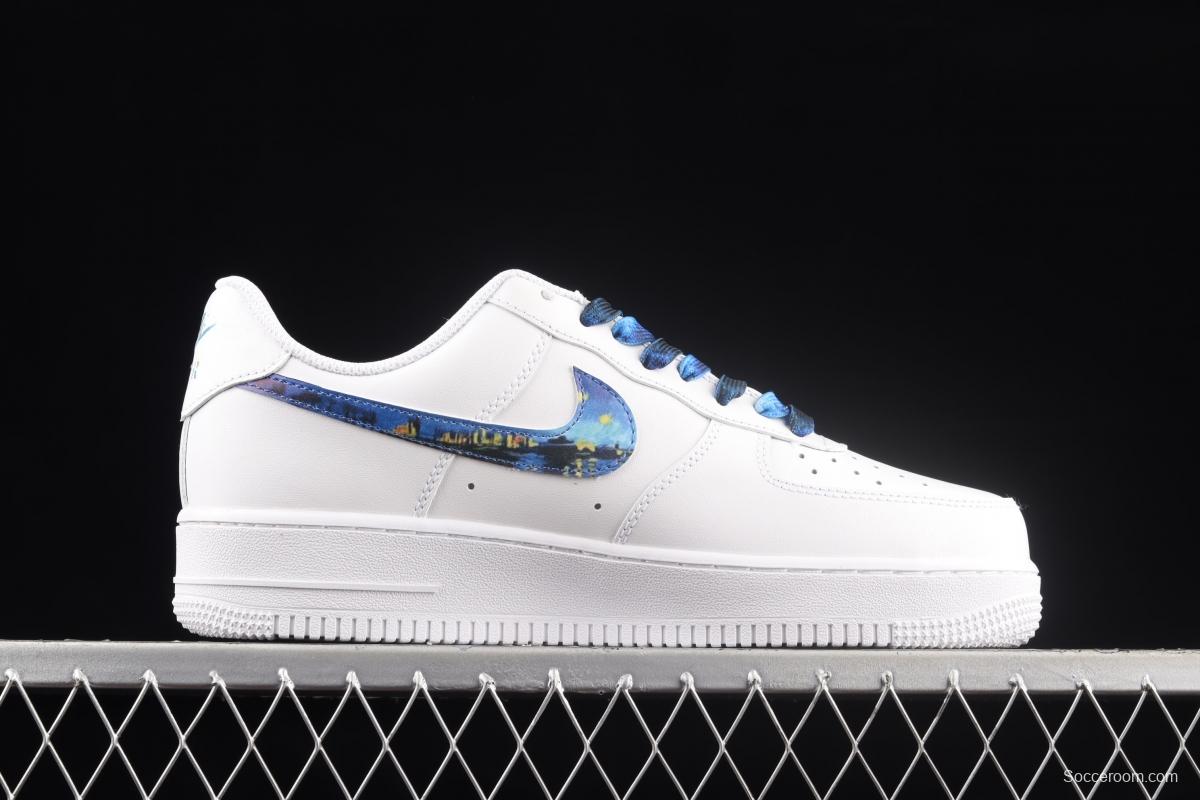 NIKE Air Force 1x 07 Lx graffiti white and blue low upper shoes 314192-117