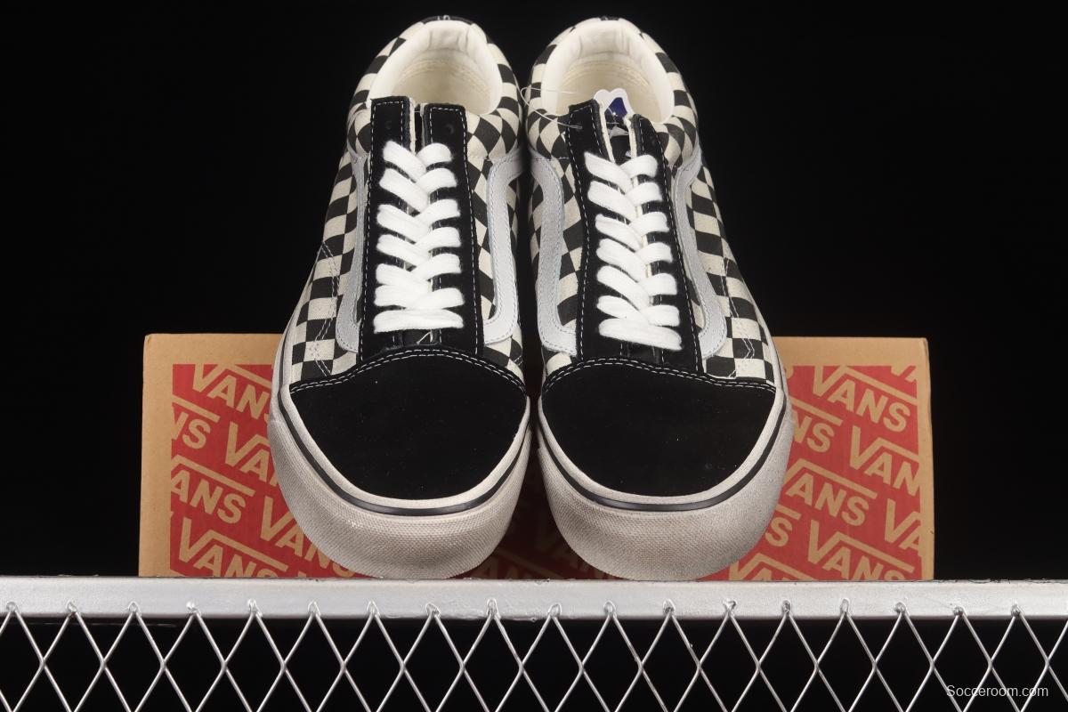 Vans Old Skool DX Anaheim black and white checkerboard old dirty low-top shoes VN0A38G2OAK