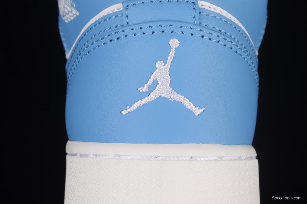 Air Jordan 1 Mid North Carolina Zhongbang Basketball shoes 554725-106