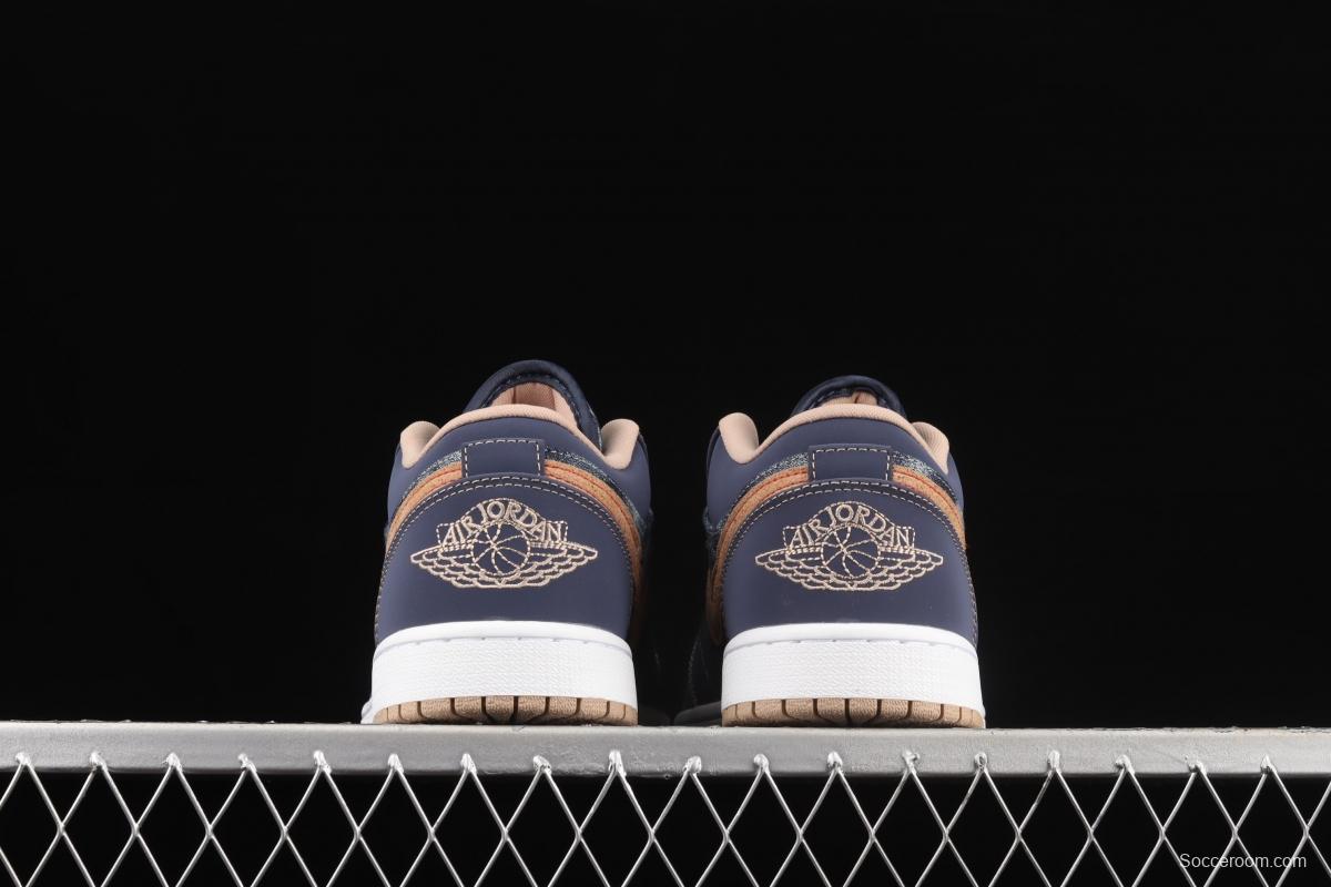 Air Jordan 1 Low dark blue denim low side culture leisure sports shoes DH1259-400