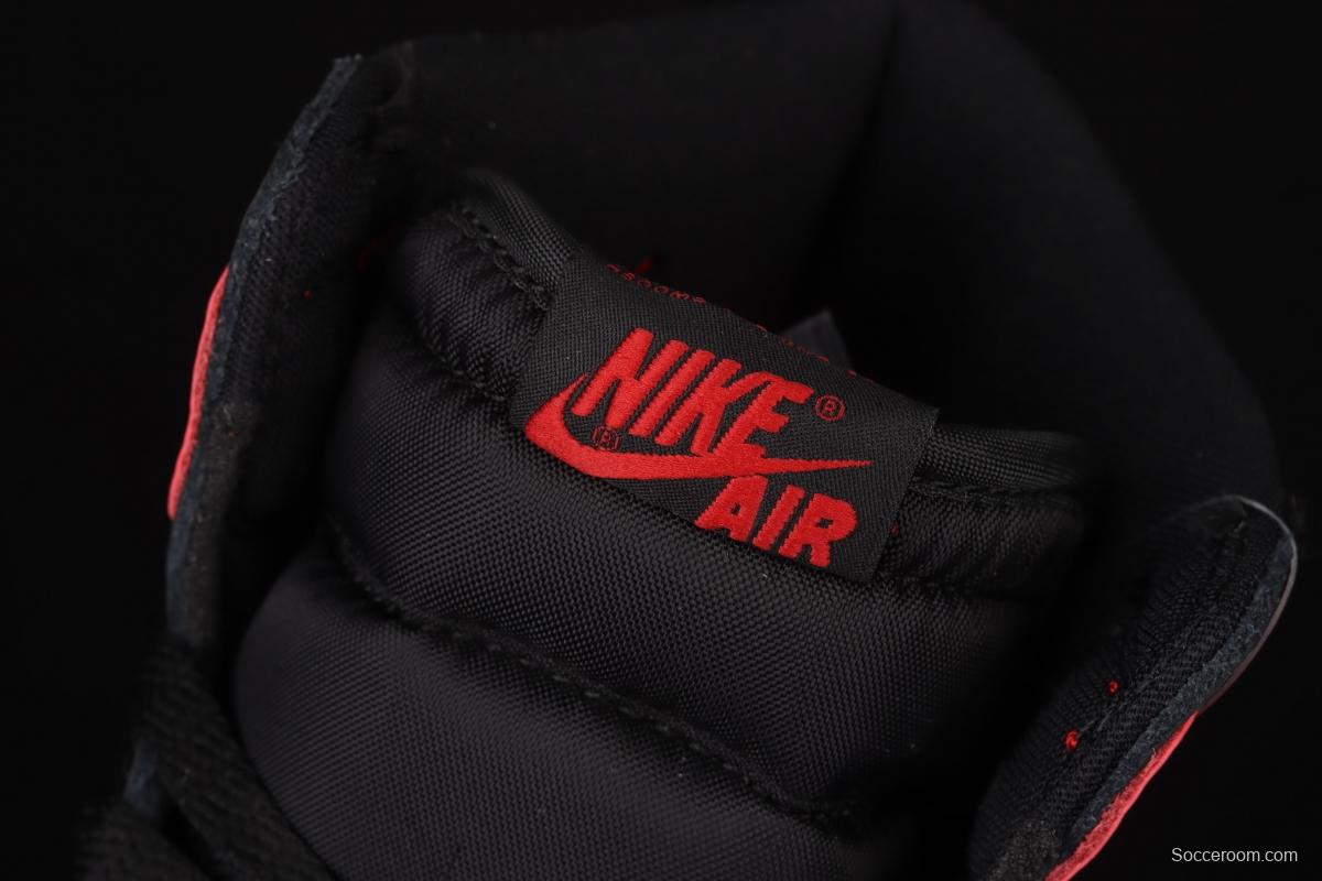 Air Jordan 1 High OG Bred Patent lacquered leather black and red high top basketball shoes 555088-063