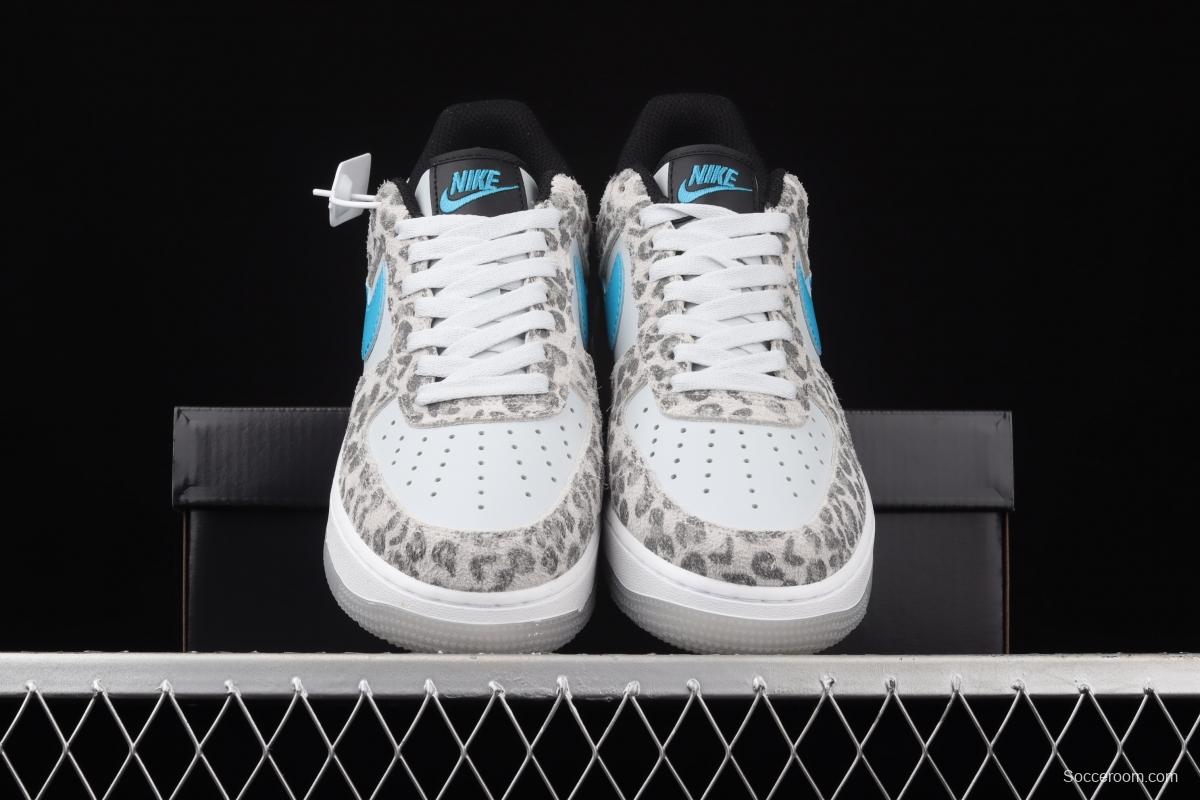 NIKE Air Force 1 Low Leopard gray, white and blue leopard print low-top casual board shoes DDJ6192-001