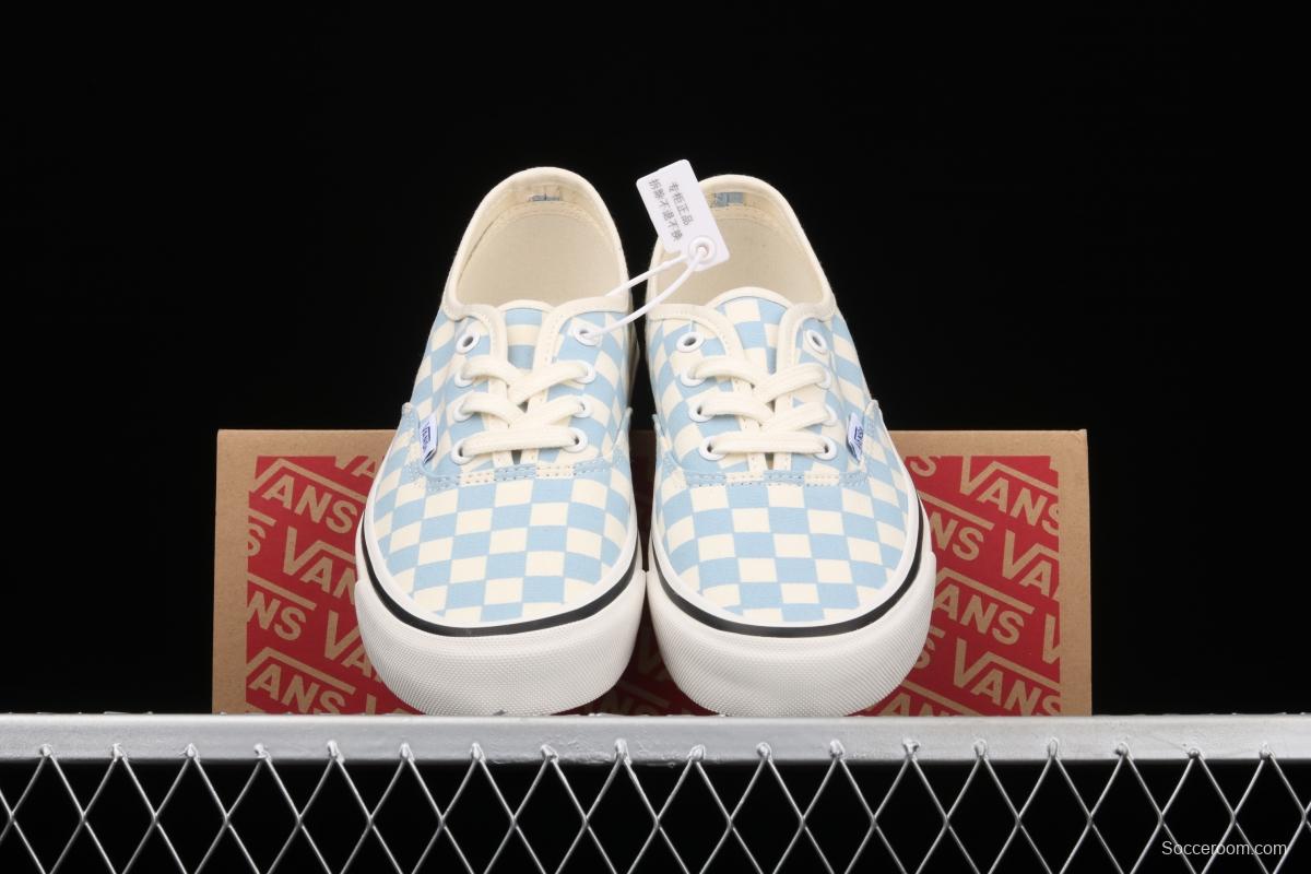 Vans Authentic 44 DX Anaheim milk blue and white checkerboard plaid low upper canvas shoes VN0A54F241J