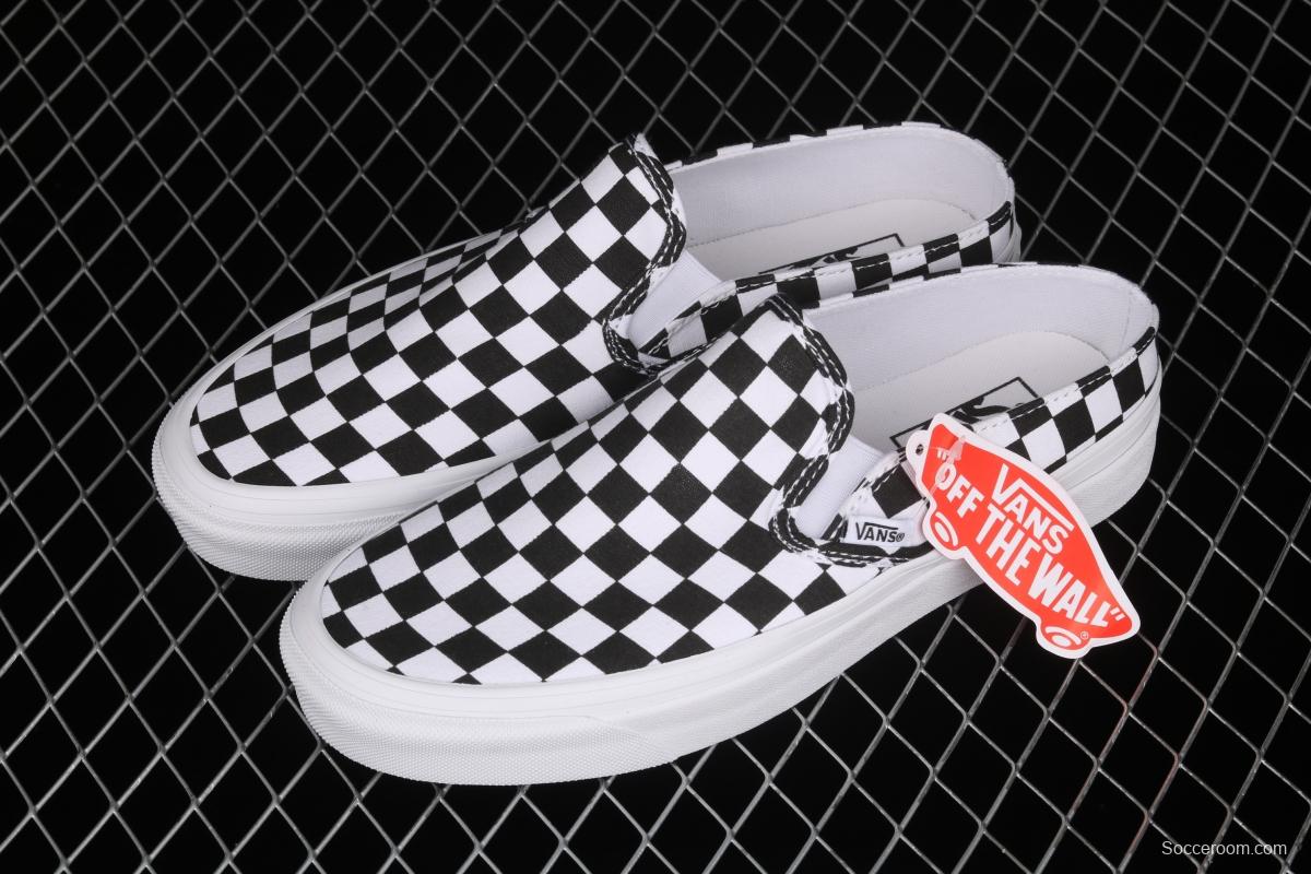 Vans Authentic 2021 summer new Anaheim black and white checkerboard VN0A54F75GULoafers Shoes slacker semi-dragged canvas board shoes