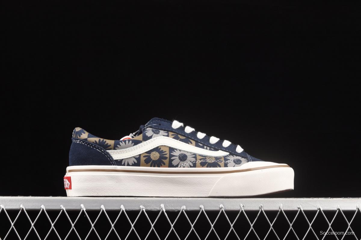 Vans Old Skool Silent Blue fun Sunflower printed low-top Leisure Board shoes VN0A6WKT6QS