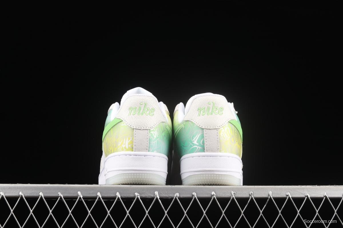 NIKE Air Force 1x 07 ESS video game 3D Apple green low-top casual board shoes DA8302-555