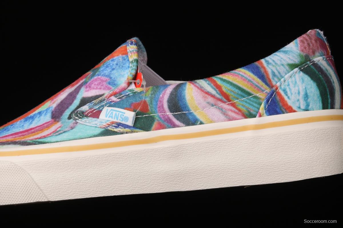 Vans Authentic SF color printing color sole environmental protection lazy man canvas board shoes VN0A3MU646B