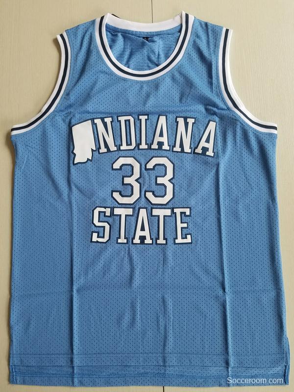 Larry Bird 33 Indiana State College Light Blue Basketball Jersey