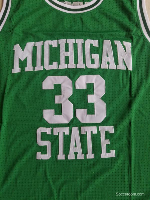 Magic Johnson 33 Michigan State College Green Basketball Jersey