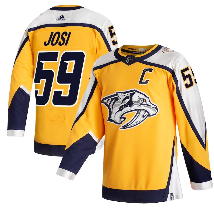 Women's Roman Josi Yellow 202021 Reverse Retro Player Team Jersey