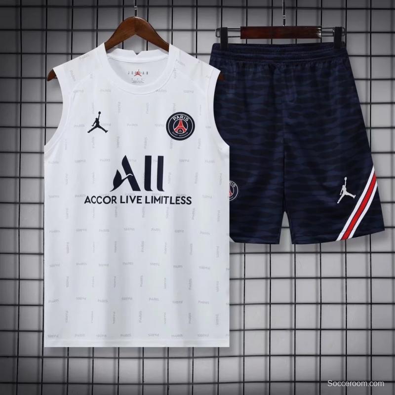 22/23 PSG Pre-Game Training Jersey White Spotted Vest