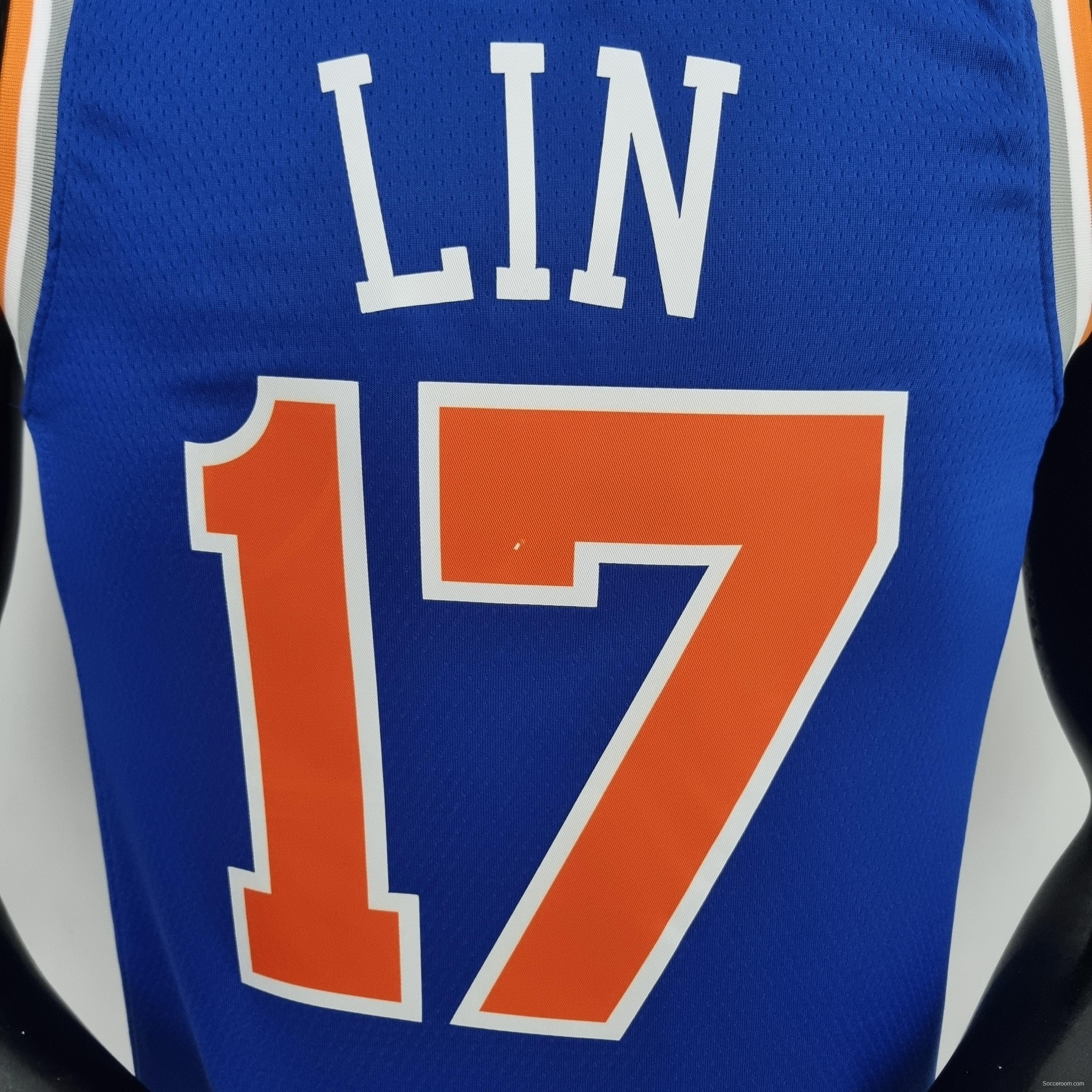 75th Anniversary Lin #17 New York Knicks Blue NBA Jersey