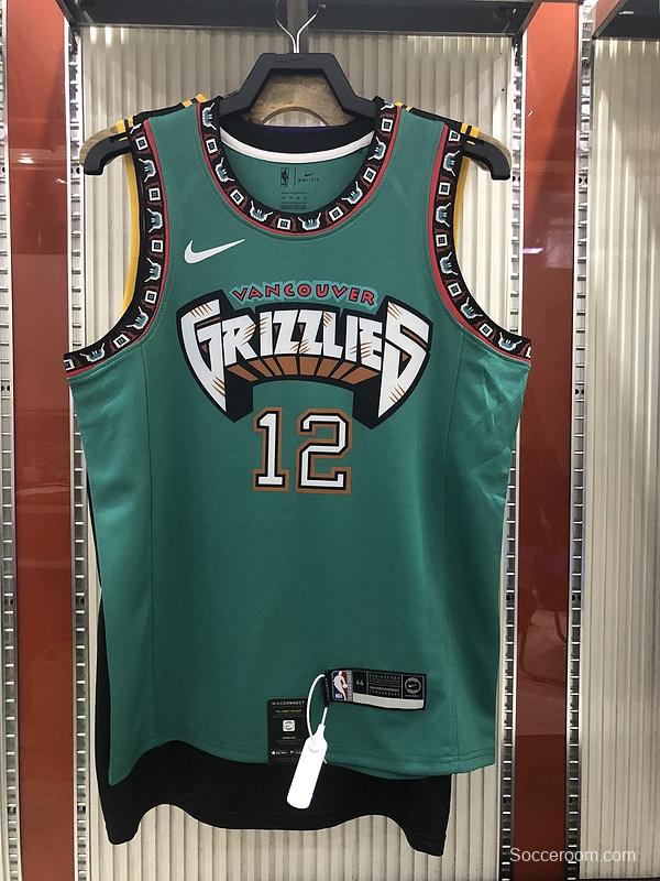 NBA Heat Pressed Men's Green Memphis Grizzlies #12 Ja Morant Basketball Jersey