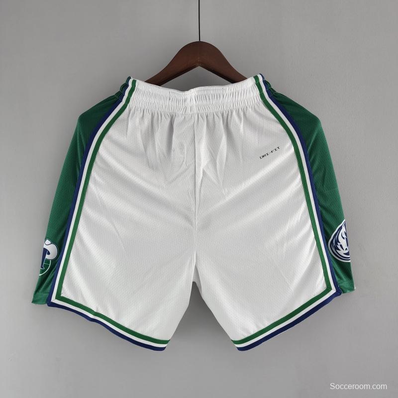 2022 Dallas Mavericks Urban Edition NBA Shorts White Green Trim