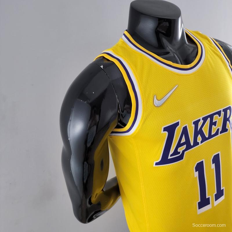 75th Anniversary IRVING #11 Los Angeles Lakers Yellow NBA Jersey