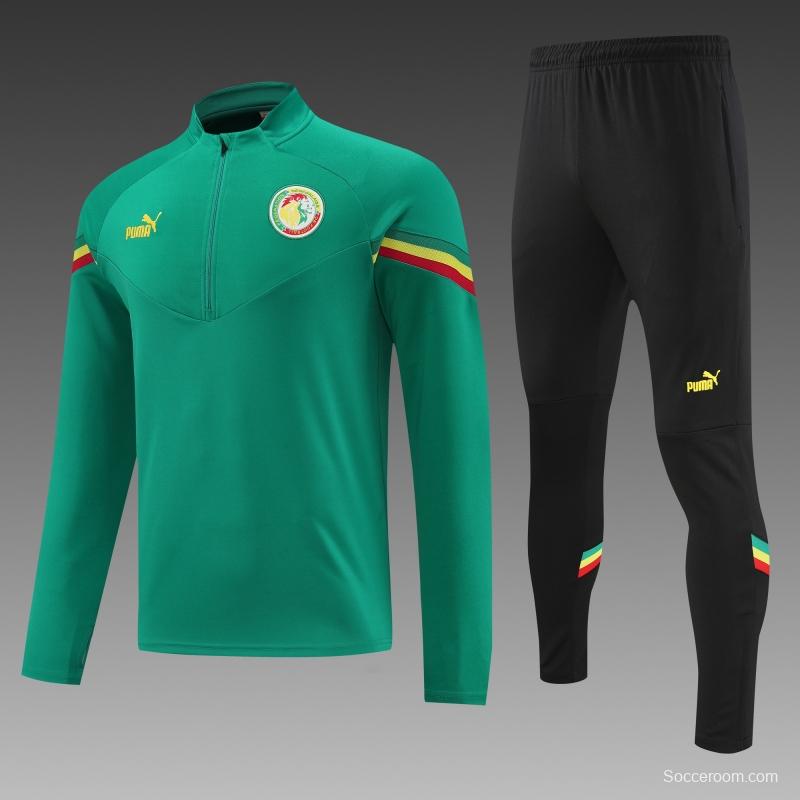 2022 Senegal Green Half Zipper Tracksuit