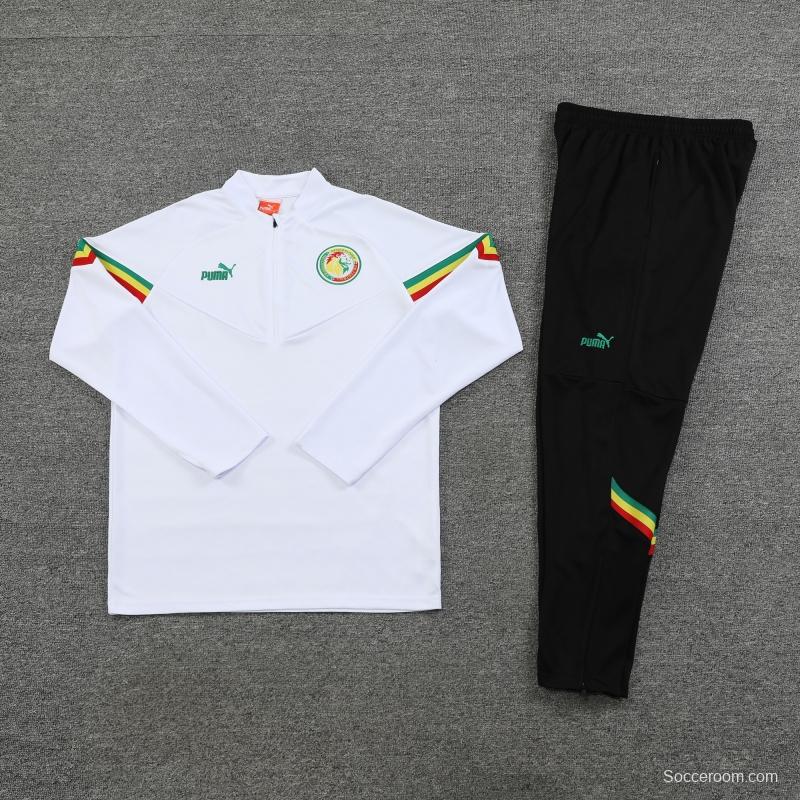 2022 Senegal White Half Zipper Tracksuit