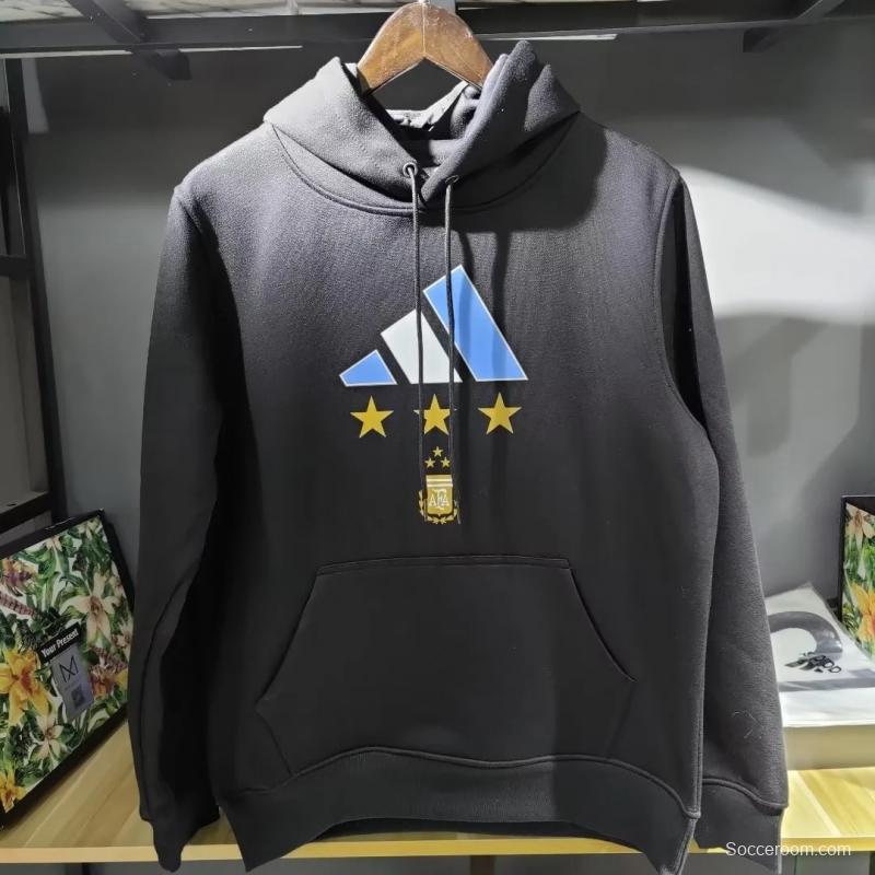 3 Stars Argentina Messi Black Hoodie