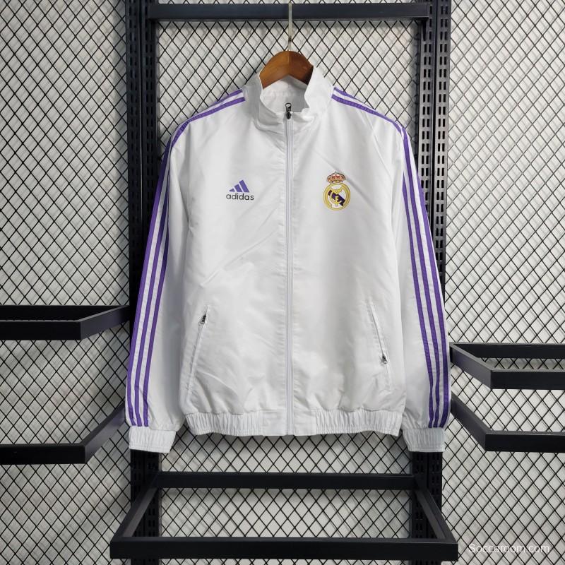 23/24 Reversible Real Madrid White Windbreaker