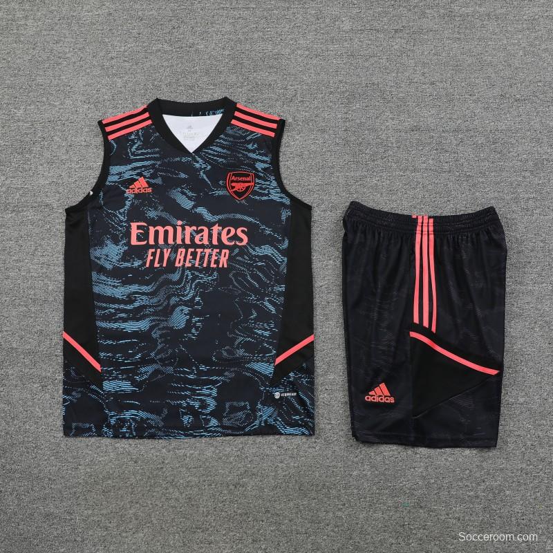 23-24 Arsenal Black Pattern Special Vest Jersey+Shorts