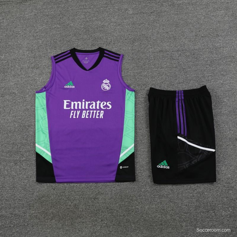 23-24 Real Madrid Purple Vest Jersey+Shorts