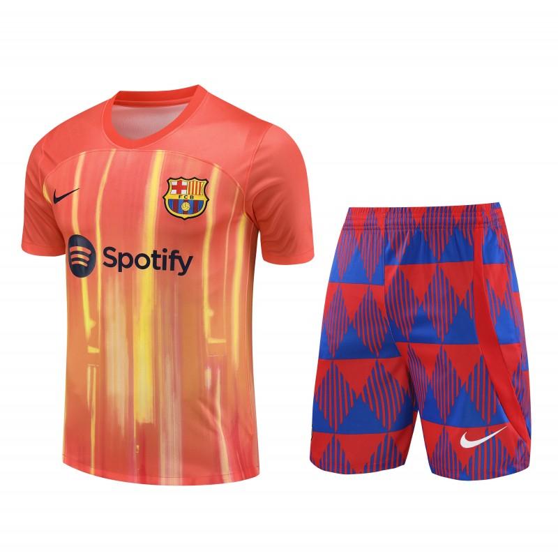 23-24  Barcelona Orange Short Sleeve Jersey+Shorts