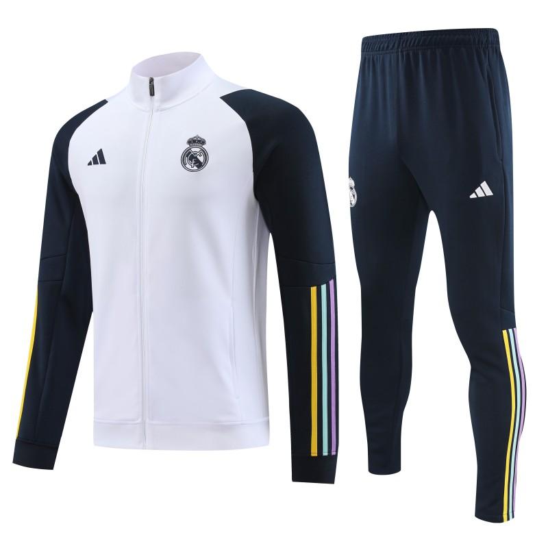 23/24 Real Madrid White Full Zipper Jacket+Pants