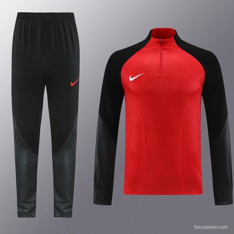 2024 Nike Red/Black Half Zipper Jacket+Pants