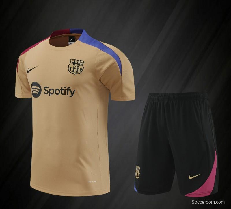 23/24 Barcelona Brown Cotton Short Sleeve Jersey+Shorts