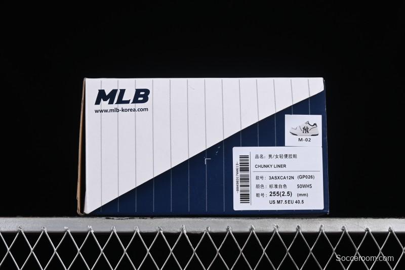 New York Yankees Chunky Liner Basic Thick Sole Platform Sneakers with 6cm Height Increase - 3ASXCA12N50WHS