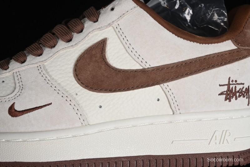 Nike Air Force 1 '07 Low Stussy Collaboration - Coffee Pig Suede Low-Top Casual Sneakers - HD1968-017