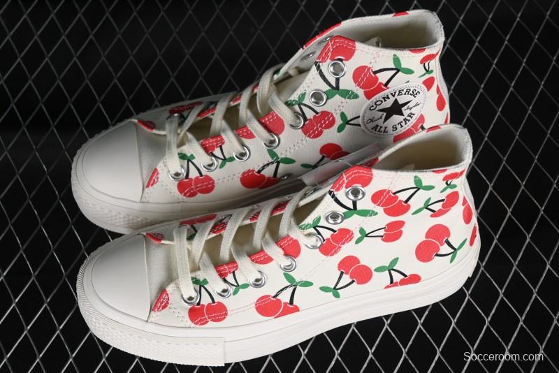Converse Chuck 1970s Official Cherry Embroidery Platform Vulcanized Canvas Sneakers - A08096C