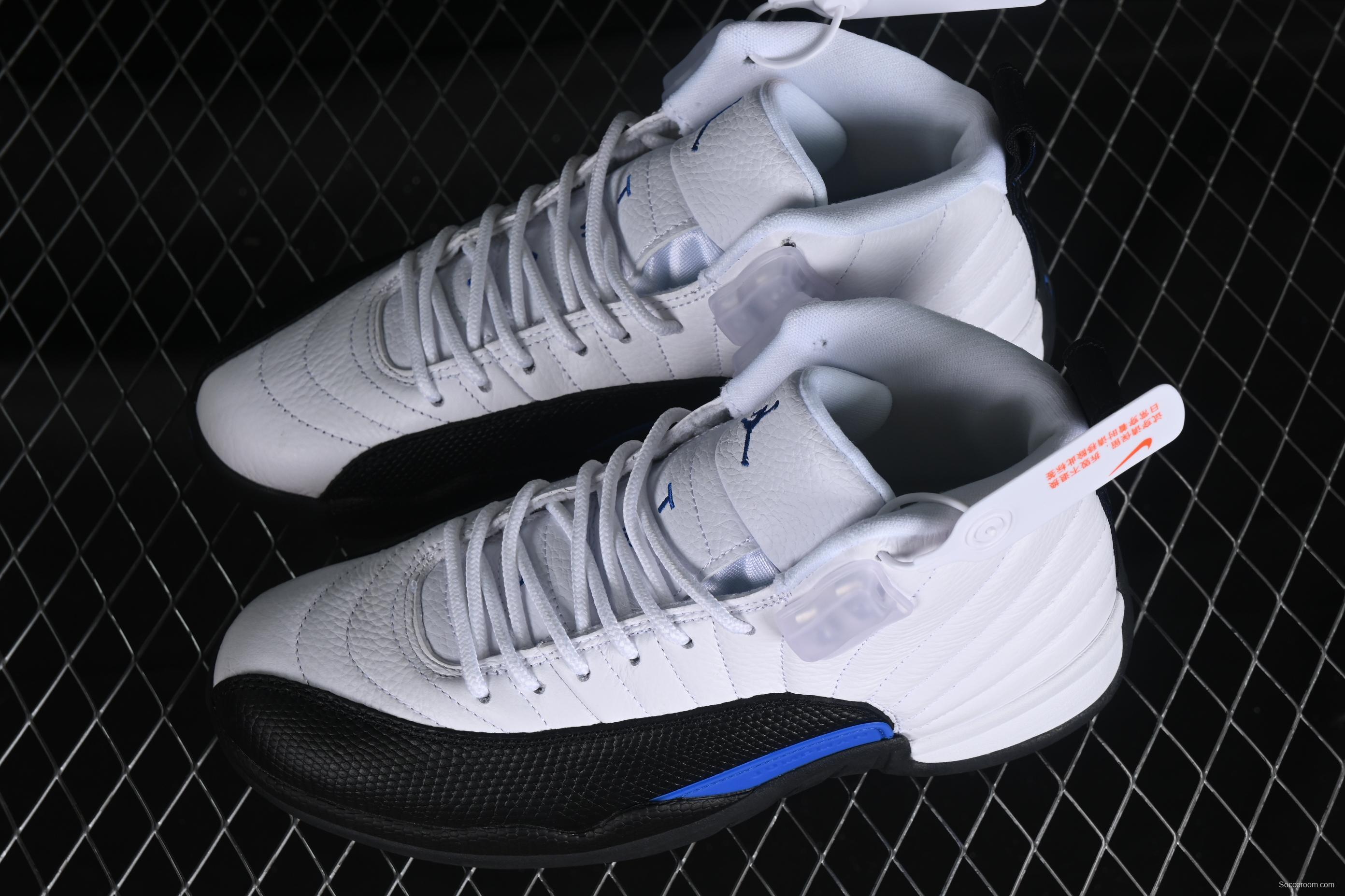 Nike Air Jordan 12 Retro Basketball Shoes in White Black Blue - CT8013-140