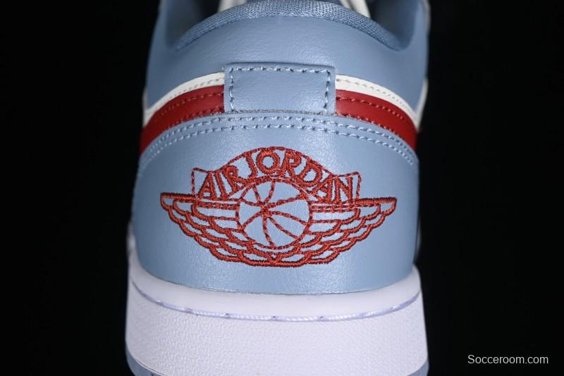 Nike Air Jordan 1 Low AJ1 White Blue Red Toe Casual Sneakers - DC0774-164