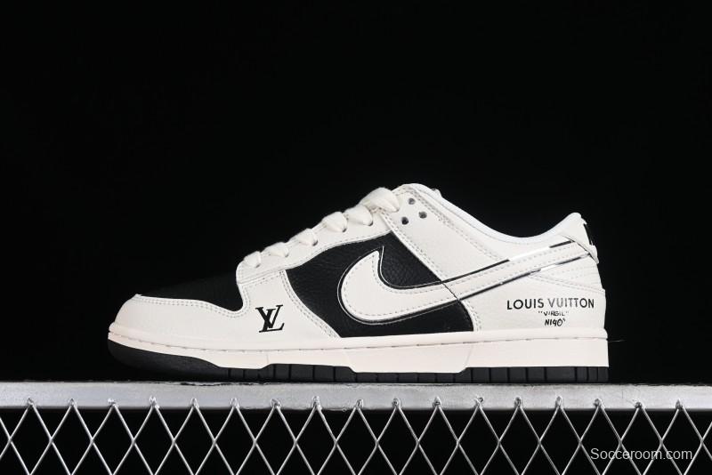 Nike SB Dunk Low LV Collaboration - Elegant Black White Night Light Anniversary High-End Custom Low-Top Casual Sneakers BB8766-208