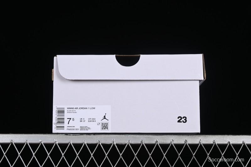 Nike Air Jordan 1 Low "Metallic Silver" Casual Sneakers with Metallic Accents - FN5030-001