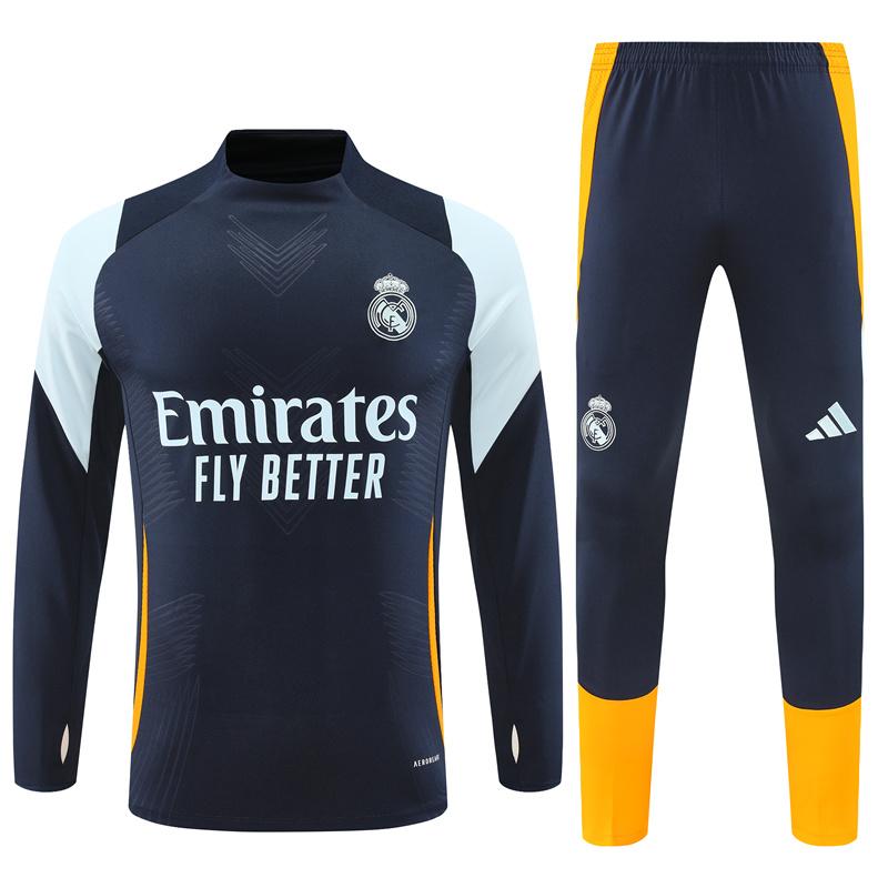 24/25 Real Madrid Navy Half Zipper Jacket+Long Pants