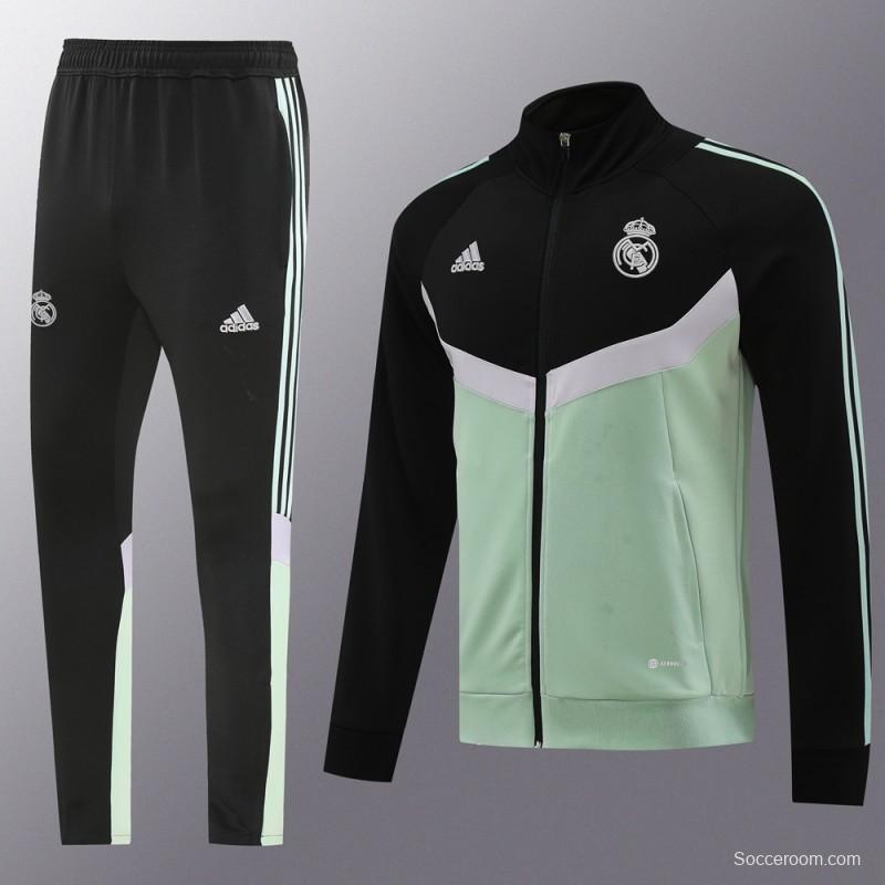 24/25 Real Madrid Green/Black Full Zipper Jacket +Long Pants