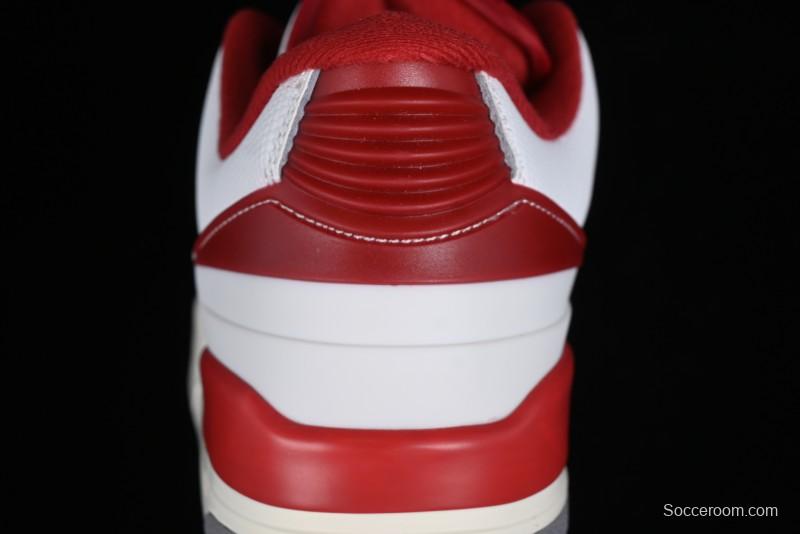 Nike Air Jordan 2/3 Retro Low Top Basketball Shoes in White/Red - FD0383-161