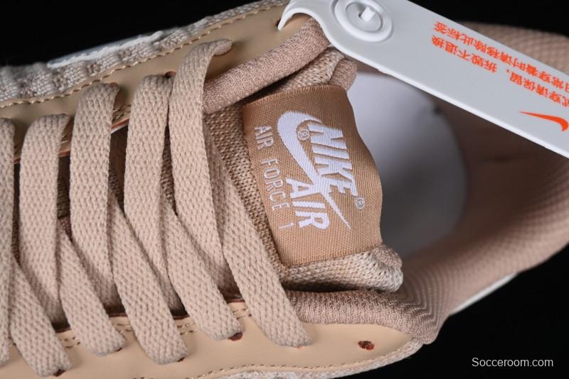 Nike Air Force 1 '07 Low 2.0 Khaki Flyknit Casual Sneakers - CI0051-200