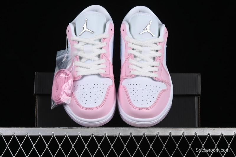 Nike Air Jordan 1 Low "White/Pink Foam/Glacier Blue" Casual Sneakers - HM3706-141