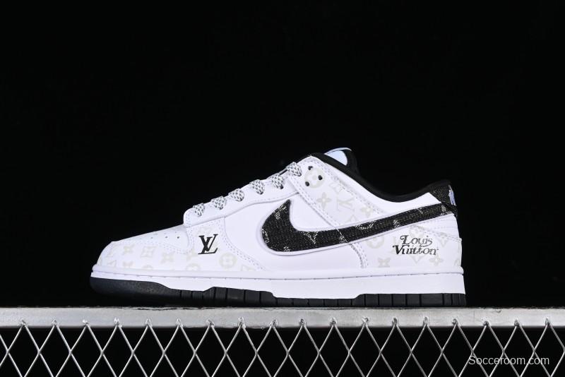 Nike SB Dunk Low LV Collaboration - Dark Night Elf High-End Custom Low-Top Casual Skate Shoes - DD1391-136