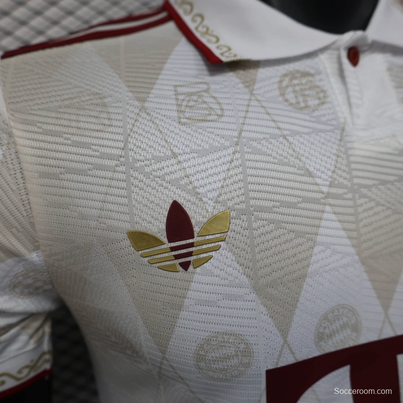 25/26 Player Version Bayern Munich White Diamond Pattern POLO Special Jersey