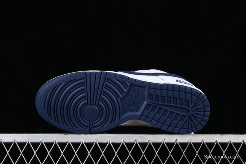 Nike Supreme x SB Dunk Low Collaboration - Navy Blue Anniversary High-End Custom Low-Top Casual Skate Shoes - DY1503-005