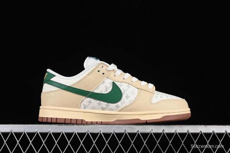 Nike SB Dunk Low LV Collaboration - Beige Green Anniversary High-End Custom Low-Top Casual Skate Shoes - LV6188-003