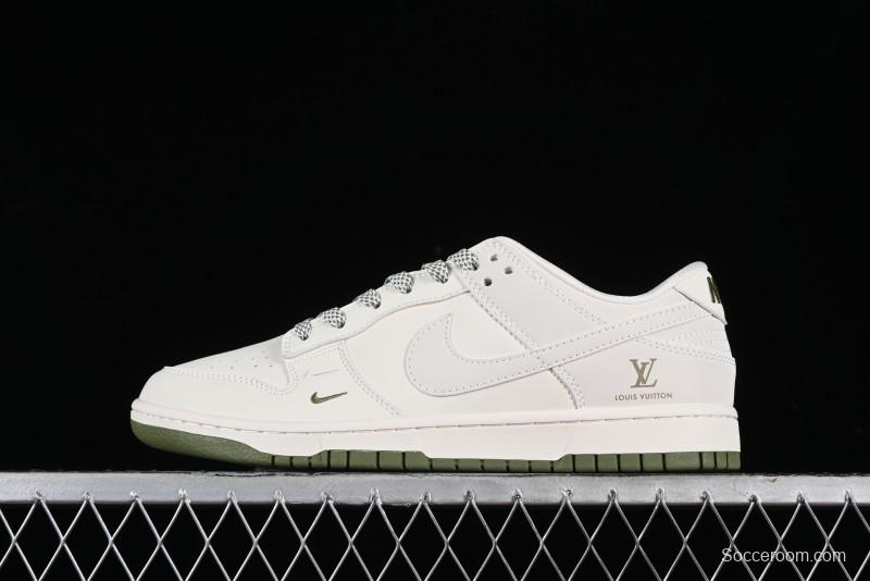 Nike SB Dunk Low LV Collaboration - Beige Green Luxury Custom Low-Top Casual Sneakers - XX2025-318