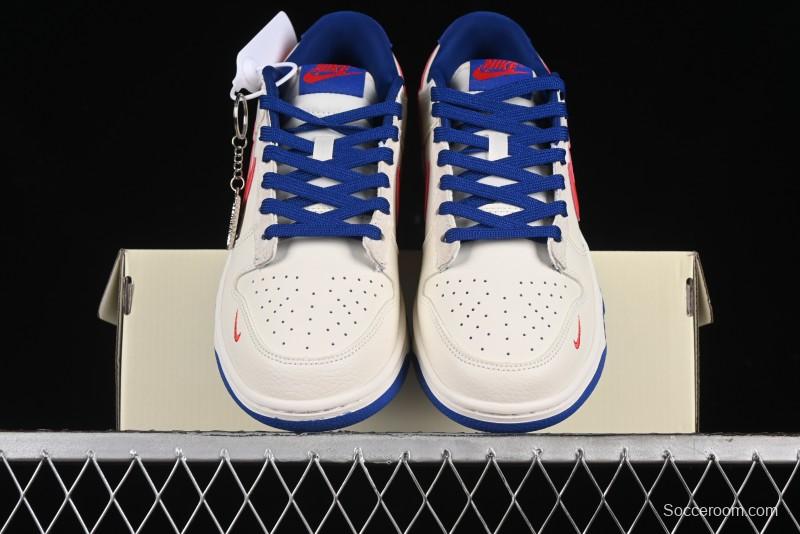 Nike SB Dunk Low Championship Collaboration - Off-White Red Swoosh Anniversary Custom Low-Top Casual Skate Shoes - KK1688-021