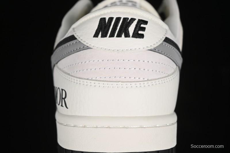 Nike SB Dunk Low Dior Collection - Beige Grey Black Swoosh Anniversary High-End Custom Low-Top Casual Skate Shoes - XD6188-041